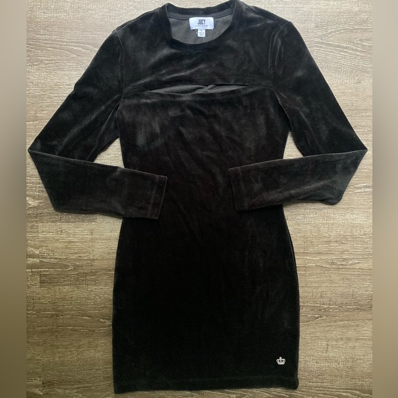 Juicy Couture Black Velvet Cut Out Dress Size Small - Picture 1 of 4